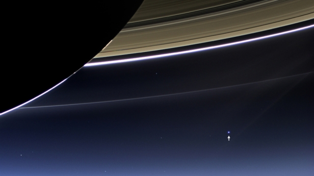 Earth from under Saturns Rings - our planet so wonderful in the expanse of space
