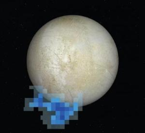 Europa - moon by Galileo space probe and water vapour data by Hubble Space Telescope (2012)